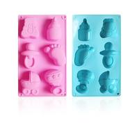 UOPJDD 2 Pièces 6 Coconnets De Moule en Silicone, Diverses Formes, Moule De Douche De Bébé, Accessoires De Bonbons À Gâteau De Dessert Bricolage, Outils De Cuisson De Cuisine.