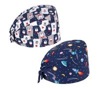 UOPJDD 2 Pièces Cartoon Turban Hat, Infirmière Chapeau, Chapeau Turban Réglable, Adapté Aux Salons D'Opération, Aux Salons De Beauté Et Aux Laboratoires.