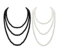 UOPJDD 2 Pièces Colliers Perlées, Colliers Empilables, Bijoux Simples Et Polyvalents, Accessoires De Vêtements, Bijoux Élés pour Femmes.