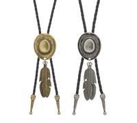 UOPJDD 2 Pièces Cowboy Hat Collier en Plumes, Collier De Pendentif Créatif, Collier Rétro, Bijoux De Style Punk, Accessoires De Vêtements.