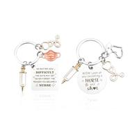 UOPJDD 2 Pièces Infirmières Porte-Clés, Porte-Clés en Acier Inoxydable, Argenté, Résistant à la Rayure, Léger, Cadeau D'Infirmière