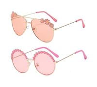 UOPJDD 2 Pièces Pour Les Lunettes De Soleil Pour Filles, Lunettes De Soleil En Métal Élé, Lunettes Minimalistes Mignonnes, Équipement De Voyage En Plein Air, Accessoires De Vêtements.