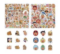 UOPJDD 220 Cartoon Capybar Autocollants, Autocollants Mignons, Cadeaux Créatifs, Décorer des Bouteilles d'eau, Planches À roulettes, Valises.