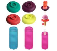 UOPJDD 4 Pièces Stand De Crème Glacée À La Main Et 2 Pièces, Couverture De Popsicle, Support De Crème Glacée pour Enfants, Plateau De Crème Glacée en Silicone.