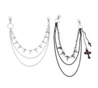 UOPJDD Chaîne De Pantalons De Style Punk en 2 Pièces, Accessoires Élés Et Personnalisés, Chaîne De Pantalons Multicouches en Métal, Accessoires De Pantalons, Accessoires De Vêtements.