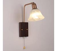 UOPYNE Antique Glass Wall Sconce Light with Pull Cord Switch E26 E27 Base Bedside Reading Lamp for Bedroom Living Room Hotel Vintage Home Decor Lighting Fixture Indoor Headboard Lamps