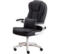 UOPYNE Chaise d'ordinateur pivotante Ergonomique avec Coussin en Coton, accoudoirs réglables, Coussin Lombaire massant, supportant Une Charge 150 kg(Black)