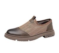 UOPYNE Chaussures habillées ajourées for Hommes, Noires, Tendance, à Enfiler, Bout Rond, Semelle antidérapante(Brown,39 EU)