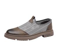 UOPYNE Chaussures habillées ajourées for Hommes, Noires, Tendance, à Enfiler, Bout Rond, Semelle antidérapante(Gray,44 EU)