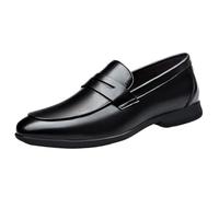 UOPYNE Chaussures habillées en Cuir for Hommes, à Enfiler, Bout Rond, Semelle en Caoutchouc, Tenue soirée, Noir(41 EU)