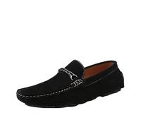 UOPYNE Chaussures habillées en Daim for Hommes, Style Smoking, Chaussures Mariage à Enfiler, Talon Bloc, Confortables, Bout Rond(Black,39 EU)