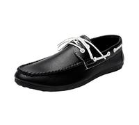 UOPYNE Chaussures habillées Vintage for Hommes en Cuir végétalien à Lacets et Bout Rond, à Enfiler for Bal Promo, Mariage, Affaires(Black,43 EU)