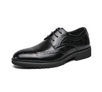 UOPYNE Chaussures Richelieu à Bout Golf for Hommes - Chaussures habillées à Lacets à Bout Rond, Motif en Relief, Respirantes, Semelles en Caoutchouc antidérapantes(Black,41EU)