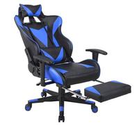 UOPYNE Ergonomic Gaming Chair High Back Reclining Office Chair Swivel PU Leather Racing Chair with Retractable Footrest Adjustable Headrest Lumbar Support(Blue)