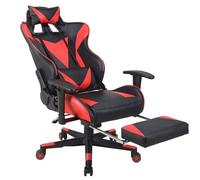 UOPYNE Ergonomic Gaming Chair High Back Reclining Office Chair Swivel PU Leather Racing Chair with Retractable Footrest Adjustable Headrest Lumbar Support(Red)