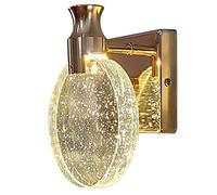 UOPYNE Gold Wall Sconce Bathroom Light FIxtures Lamp Modern Minimalist Decor Vanity Lighting with Clear Crystal Bubble Shade, for Living Room Bedroom Hallway