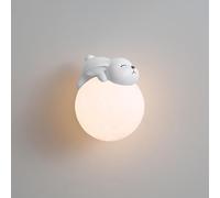 UOPYNE Kids Three-color dimming Globe Wall Sconce Cartoon Animal Mount Light Indoor Wash Lighting for Childrens Room Boys Girls Bedroom Nursery Lamp