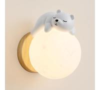 UOPYNE Kids Three-color dimming Globe Wall Sconce Cartoon Animal Mount Light Indoor Wash Lighting for Childrens Room Boys Girls Bedroom Nursery Lamp