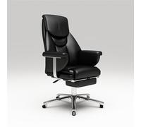 UOPYNE Luxury Business High Back Office Chair Executive Swivel Task Chair with Footrest Easy to Clean Black Leather Live Broadcast Chair Comfortable for Work Study Gaming