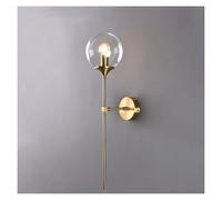 UOPYNE Mid Century Brass Bedroom Wall Mount Light Fixtures Vintage Spherical Glass Shade Bedside Sconces E14/E12 Base Hallway Lamps for Bathroom Doorway Vanity Mirror
