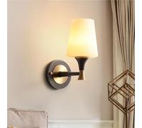 UOPYNE Modern All Copper Wall Lamps & Sconces with linen lamp Shade Vintage Living Room Balcony Mount Light Fixtures E14/E12 Base Lighting for Bedroom Stairs Aisle