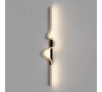 UOPYNE Modern Black Gold Linear Wall Sconce Three-color dimming Wave Shape Light Art Deco Metal Mount Lighting Fixture for Living Room Bedroom Hallway Hotel