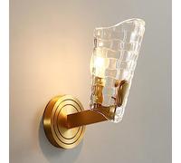 UOPYNE Modern Gold Wall Sconce Vintage All Copper with Glass Shade Lamps E12/E14 Base Light for Hallway Kitchen Bedroom Living Room