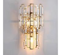 UOPYNE Modern Wall Sconces, Crystal Glass Shade Mounted Lamp, Stainless Steel Hardwired Lighting Fixtures for Bedroom Bathroom Doorway Vanity E14/E12 Sockets