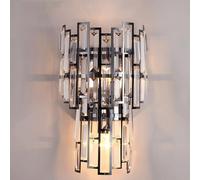 UOPYNE Modern Wall Sconces, Crystal Glass Shade Mounted Lamp, Stainless Steel Hardwired Lighting Fixtures for Bedroom Bathroom Doorway Vanity E14/E12 Sockets