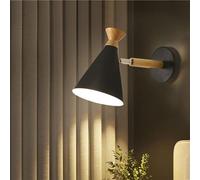 UOPYNE Nordic Wood Wall Lamp with Metal Shade Modern Sconce E26 E27 Base Bedside Reading Light for Bedroom Living Room Study Office Library Indoor Lighting