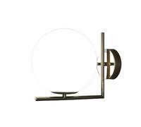 UOPYNE Postmodern Wall Sconce with Brushed Brass Finish Milky Glass Shade 1-Light Industrial Lamp for Bathroom Bedroom Living Room Hallway E26/E27 Base