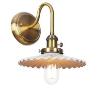 UOPYNE Vintage Brass Wall Sconce Modern Metal Lamps With Ceramic Shade E26/E27 Base Light for Bedroom Living Room Corridor Home Decor