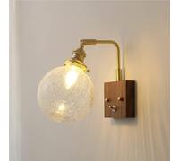 UOPYNE Vintage Walnut Wall Sconce with Globe Glass Shade E26 E27 Base Light Fixture for Bedside Headboard Living Room Bedroom Study Reading Lamp