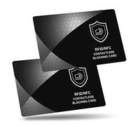 UoQo Lot de 2 cartes de crédit anti-vol RFID/NFC pour cartes de crédit/débit, cartes d'identité, passeport, etc., cartes sans contact pour homme - Noir, Noir , 85.5*54*0.86(mm), Moderne