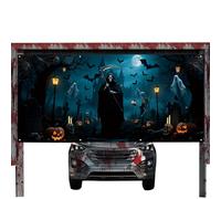 Uoqpty Bannière pour Porte de Garage - Fresque Murale Halloween - Grande Décoration Suspendue pour Fêtes Extérieures Maison Jardin Terrasse
