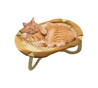 Uoqpty Chaise en Rotin pour Chat,Lit Rafraîchissant en Rotin Surélevé pour Chiot - Hamac Respirant Tissé Anti Griffes pour Petites Moyennes Grandes Races Usage Intérieur