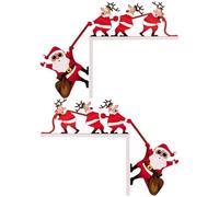 Uoqpty Couronnement De Porte - Ornement De Fenêtre Père Noël | 2 Pièces Décoration De Coin De Porte De Noël,Na Ścianę Wewnątrz Na Zewnątrz Kominek Świąteczny Sypialnia Salon Ogród