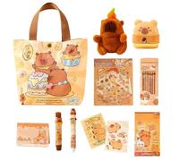 Uoqpty Ensemble de Fournitures Scolaires Capybara,Aiguisoir à Crayon avec Jouet en Peluche | Stylo Multicolore | pour et Étudiants pour Salle de Classe Étude Pâques Noël et Fête d Anniversaire