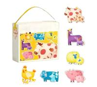 Uoqpty Jeu De Casse-Tête pour,Jouet Éducatif sur Les Animaux,Casse-Tête Animaux De La Ferme avec Sac À Poignée | pour Intérieur, Crèche, Maternelle, Maison, Long Voyage, Fille, Garçon