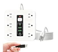 Uoqpty Multiprise Électrique avec Ports USB | Gain De Place avec Interrupteur - Multiprise avec 4 Ports USB | pour Bureau Maison Dortoir Cuisine Mur Salon Derrière Le Canapé Télévision Téléphone