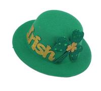 Uoqpty Ornement de cheveux de trèfle, pince à cheveux de chapeau de trèfle - Accessoires pour cheveux verts, épingle à cheveux en forme de chapeau, feuilles porte-bonheur - Pinces à cheveux vertes du