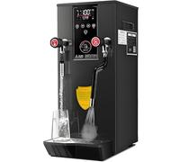 UORDBY Mousseur à Lait Vapeur Professionnel, Machine à mousser Le Lait électrique de 2500 W avec chaudière de 12 L, vanne d'eau rotative à 360° et Affichage LED pour cafés et Salons de thé. Black