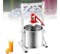 UORDBY Presse à Fruits et à vin, Presse-Agrumes Manuelle hydraulique en Acier Inoxydable, avec 2 fûts, pour la Production de cidre, de Pommes, de légumes, de Miel et d'huile 22L