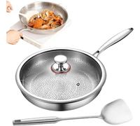Uornwz Siraatskitchen Titanium Hammered Pan Pro with Lid, 2025 Siraatskitchen Pan Poêle en titane martelé, 28 cm, avec couvercle, poêle Nutri en titane antiadhésive (avec couvercle, 26 cm)