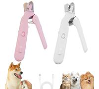 Uornwz The Safetrim by Pupnourish - Coupe-griffes pour chiens, chats et chiens - Coupe des ongles sans blessure - Silencieux - Ponceuse intégrée (rose + blanc)
