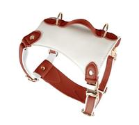UOSIA Bi-Couleur Réglable Cuir Harnais Chien De Luxe Cuir Chien Poitrine avec Poignée Et Boucle De Libération Rapide Gilet Harnais pour Chiens De Taille Moyenne