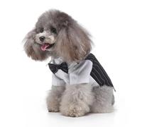 UOSIA Camicia Formale da Smoking per cani di Piccola Taglia, Tuta da Cucciolo Con Papillon, Costume da compagnia a Righe, per Abiti da gentiluomo per cagnolini, Feste di Compleanno, matrimoni