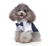 UOSIA Camicia Formale da Smoking per cani di Piccola Taglia, Tuta da Cucciolo Con Papillon, Costume da compagnia a Righe, per Abiti da gentiluomo per cagnolini, Feste di Compleanno, matrimoni