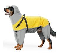 UOSIA Chemise À Pluie pour Chien avec Harnais Veste À Capuchon Imperméable Légère 4 Jambes Chemise À Pluie Réglable pour Animaux De Compagnie avec Masque Transparent pour Chiens Moyens