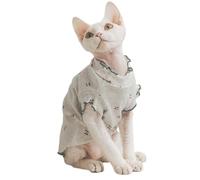 UOSIA Chemise de Chat sans Poils, Pull Extensible pour Chat, vêtements de Chat Floral Mignon, Gilet de Chaton Vintage, Combinaison Douce et Respirante, Pyjama de Chat pour Sphynx